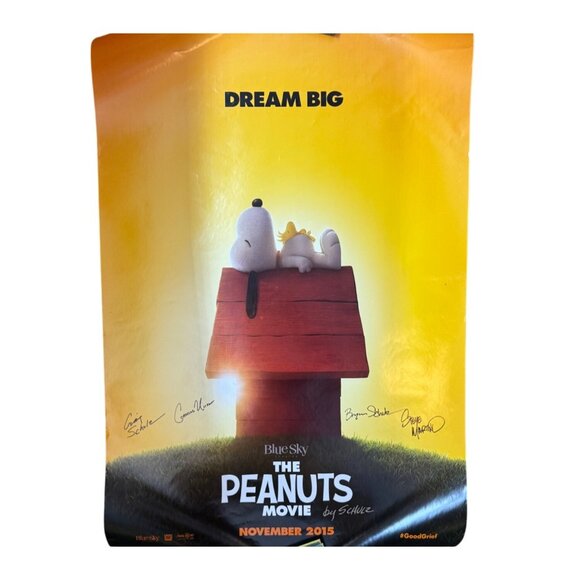 4 Autographed The Peanuts Movie Poster Collect Blue Sky Studios 2015 40X27" READ - Picture 1 of 9